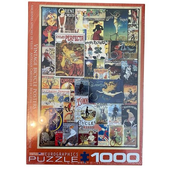 Eurographics Vintage Bicycle Poster Print 1000 Piece Home Puzzle - Picture 1 of 4